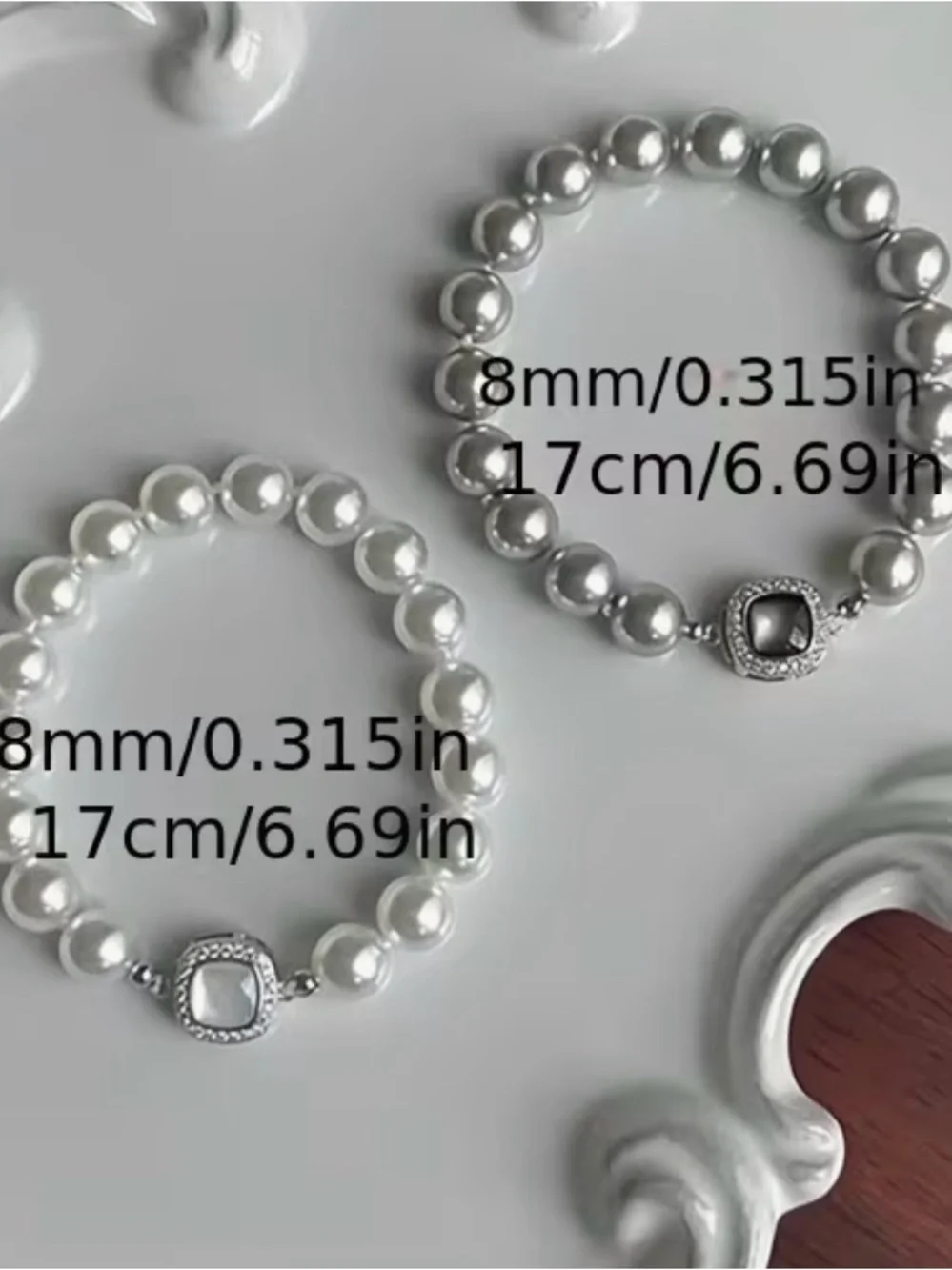 NWT-French Style Layered CZ Inlaid Square Pearl Bracelet
